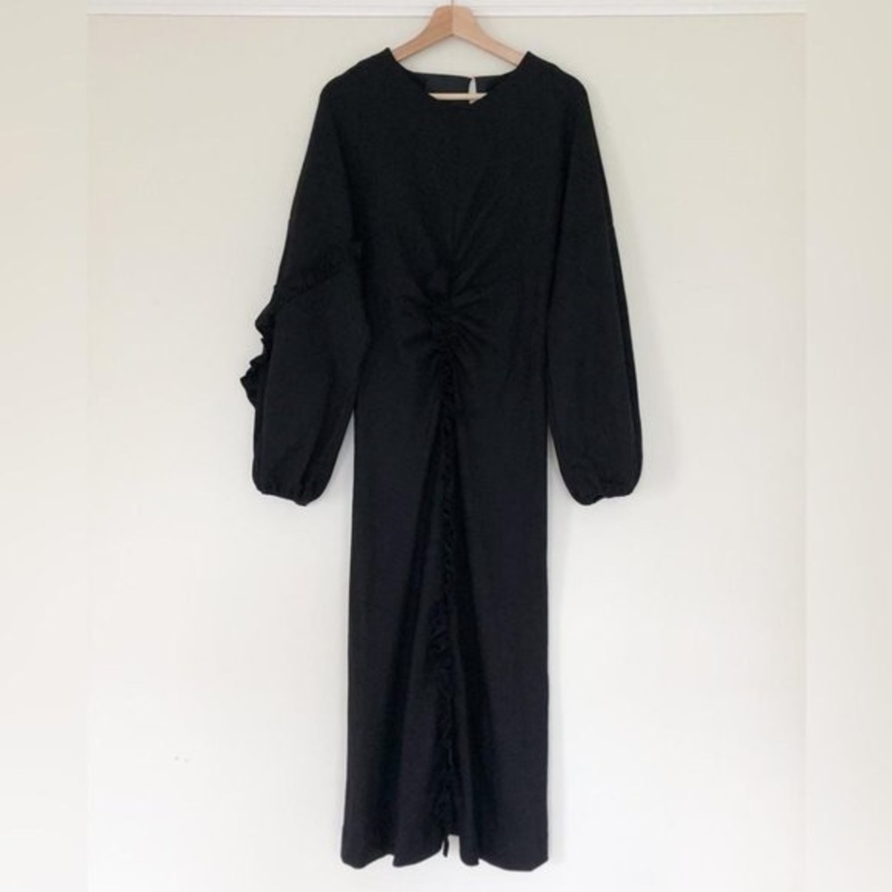 NWT TIBI Bond Ruffled Jersey Dress Black